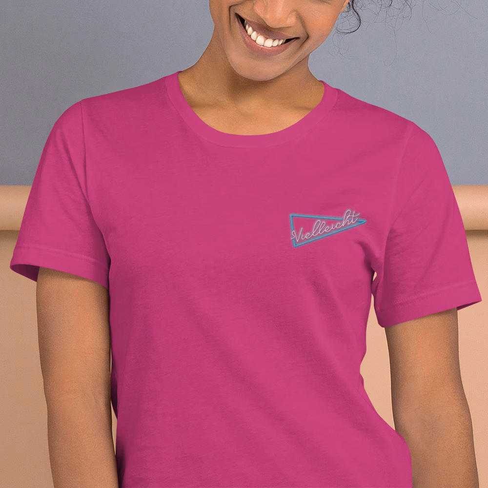 Vielleicht neon driehoek geborduurd uniseks T-shirt - Afbeelding 13