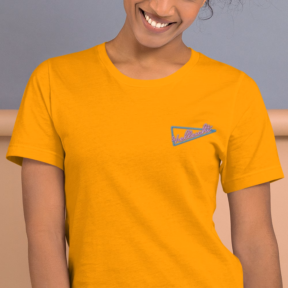 Vielleicht neon driehoek geborduurd uniseks T-shirt - Afbeelding 39