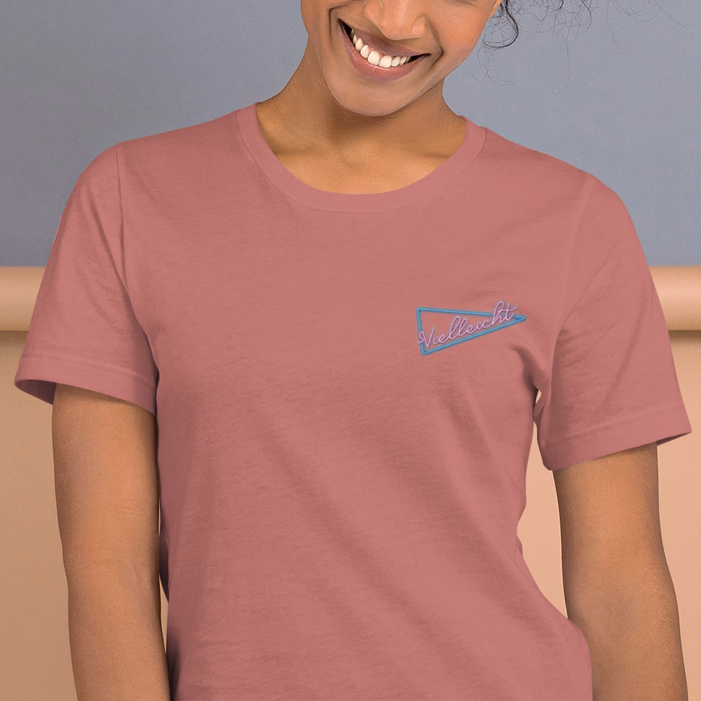 Vielleicht neon driehoek geborduurd uniseks T-shirt - Afbeelding 29