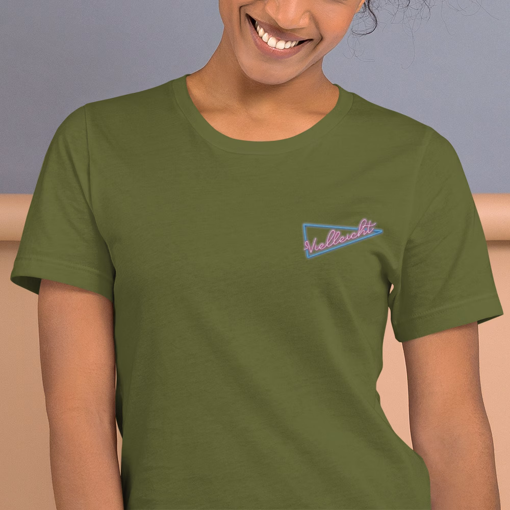 Vielleicht neon driehoek geborduurd uniseks T-shirt - Afbeelding 15